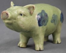 Schwein, Steingut. 6 - Zeichenmarke. Wohl China, alt. 20 cm x 11 cm. Hintere Öffnung für