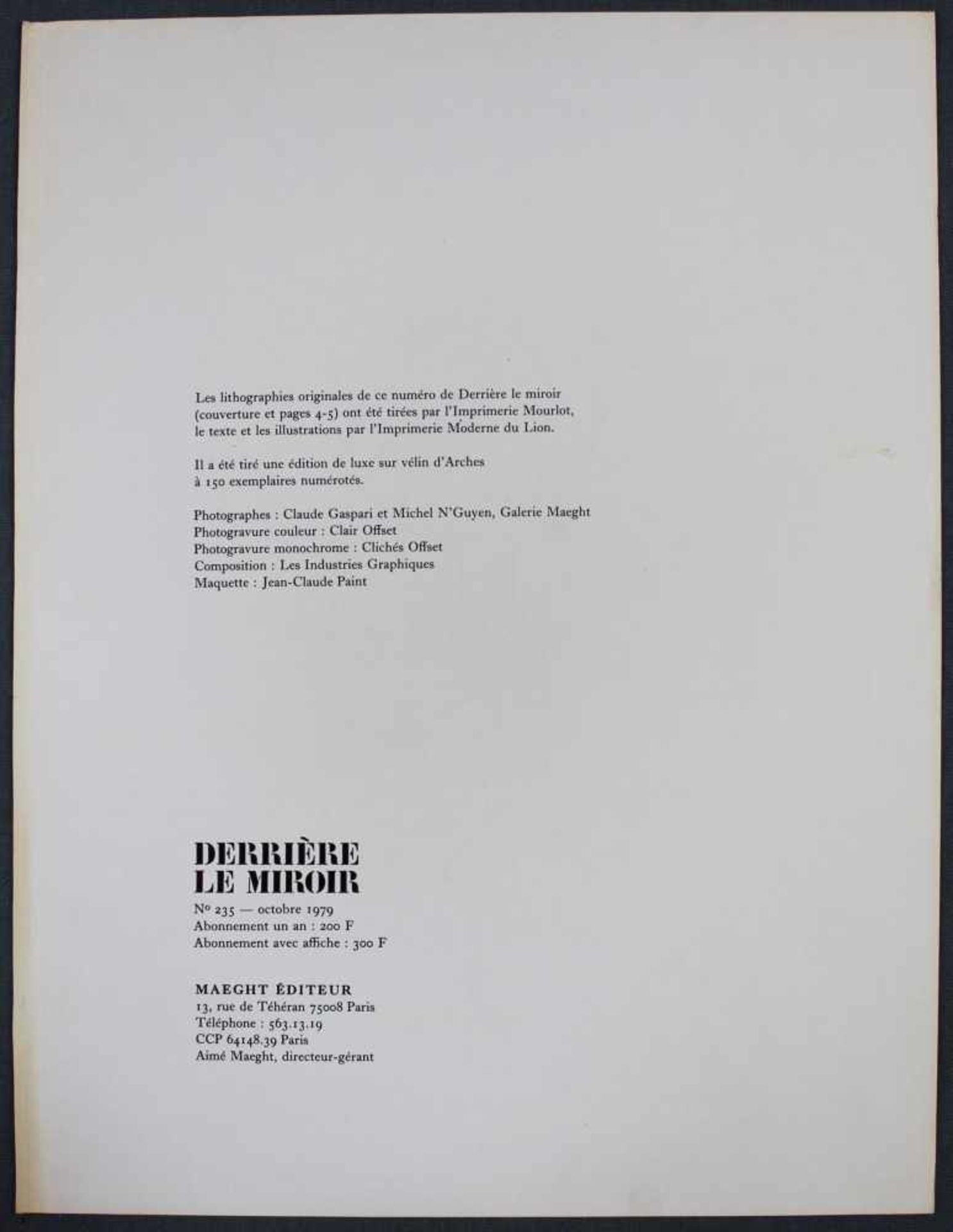 Marc CHAGALL (1887-1985). Tänzer mit Maske über Esel. DLM 235 von 1979 Umschlagseite. 38 cm x 28 - Image 3 of 3