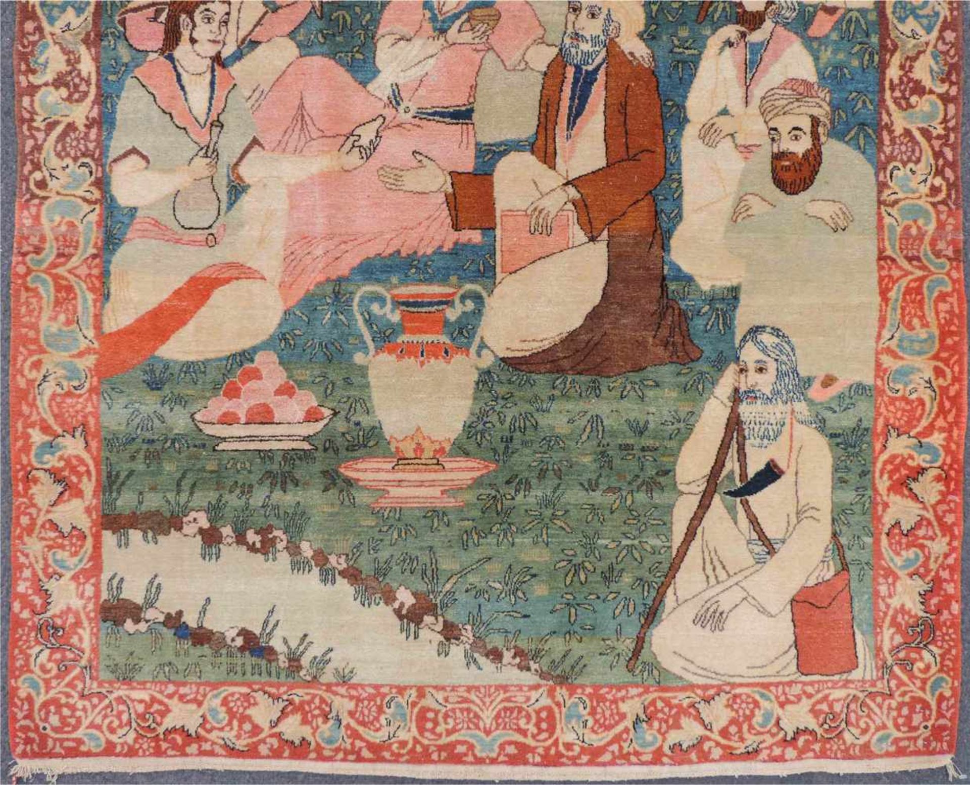 Täbris Bildteppich. Perserteppich. Iran. Alt, 1.Hälfte 20. Jahrhundert. 210 cm x 133 cm. - Bild 2 aus 8