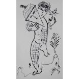 Marc CHAGALL (1887-1985). Tänzer mit Maske über Esel. DLM 235 von 1979 Umschlagseite. 38 cm x 28