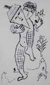 Marc CHAGALL (1887-1985). Tänzer mit Maske über Esel. DLM 235 von 1979 Umschlagseite. 38 cm x 28