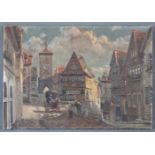 G. BÖHME (XX). Der Siebersturm, Rothenburg ob der Tauber. 53 cm x 75 cm. Gemälde, Öl auf Leinwand.