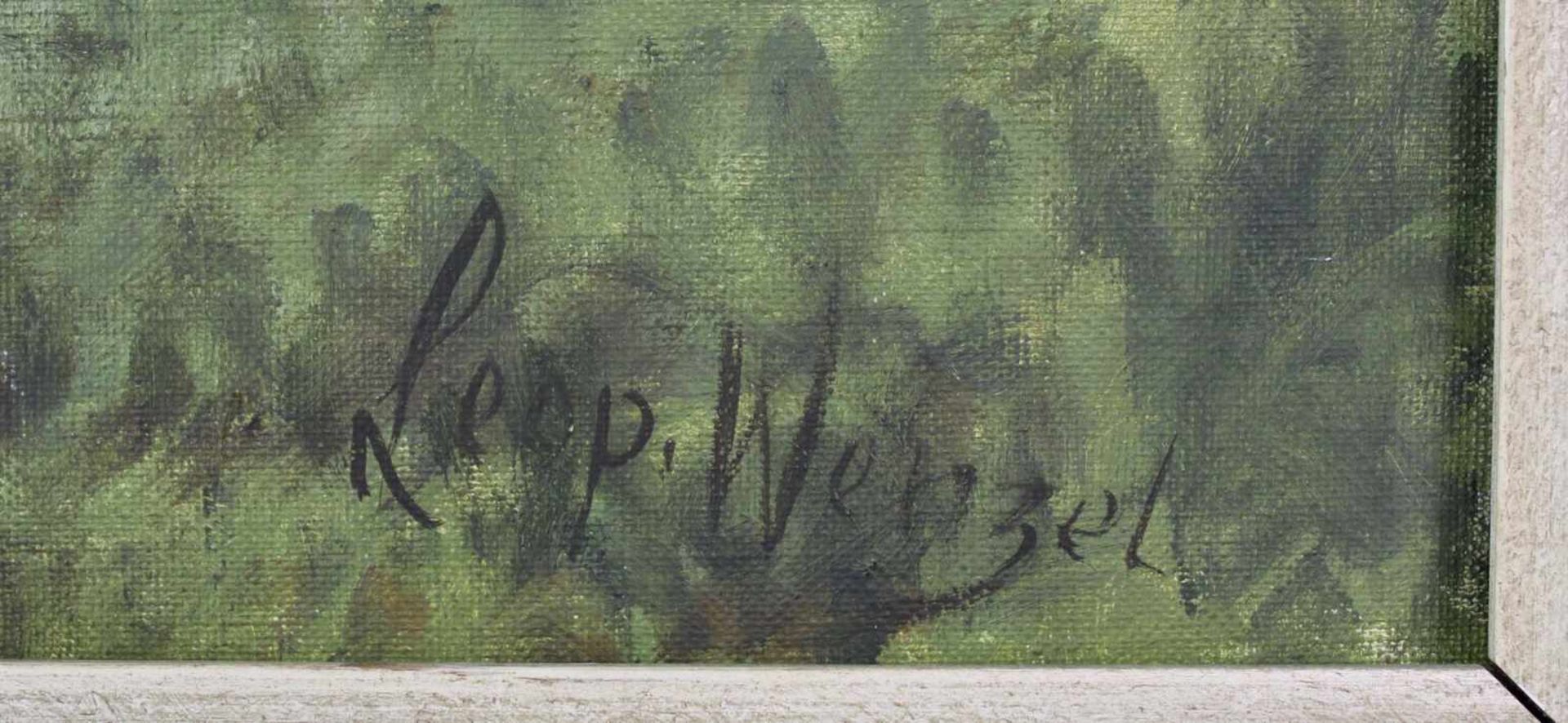 Leopold WENZEL (1885-1972). Pferd und 3 Kühe auf Sommerweide. 60 cm x 80 cm. Gemälde. Öl auf - Bild 3 aus 7