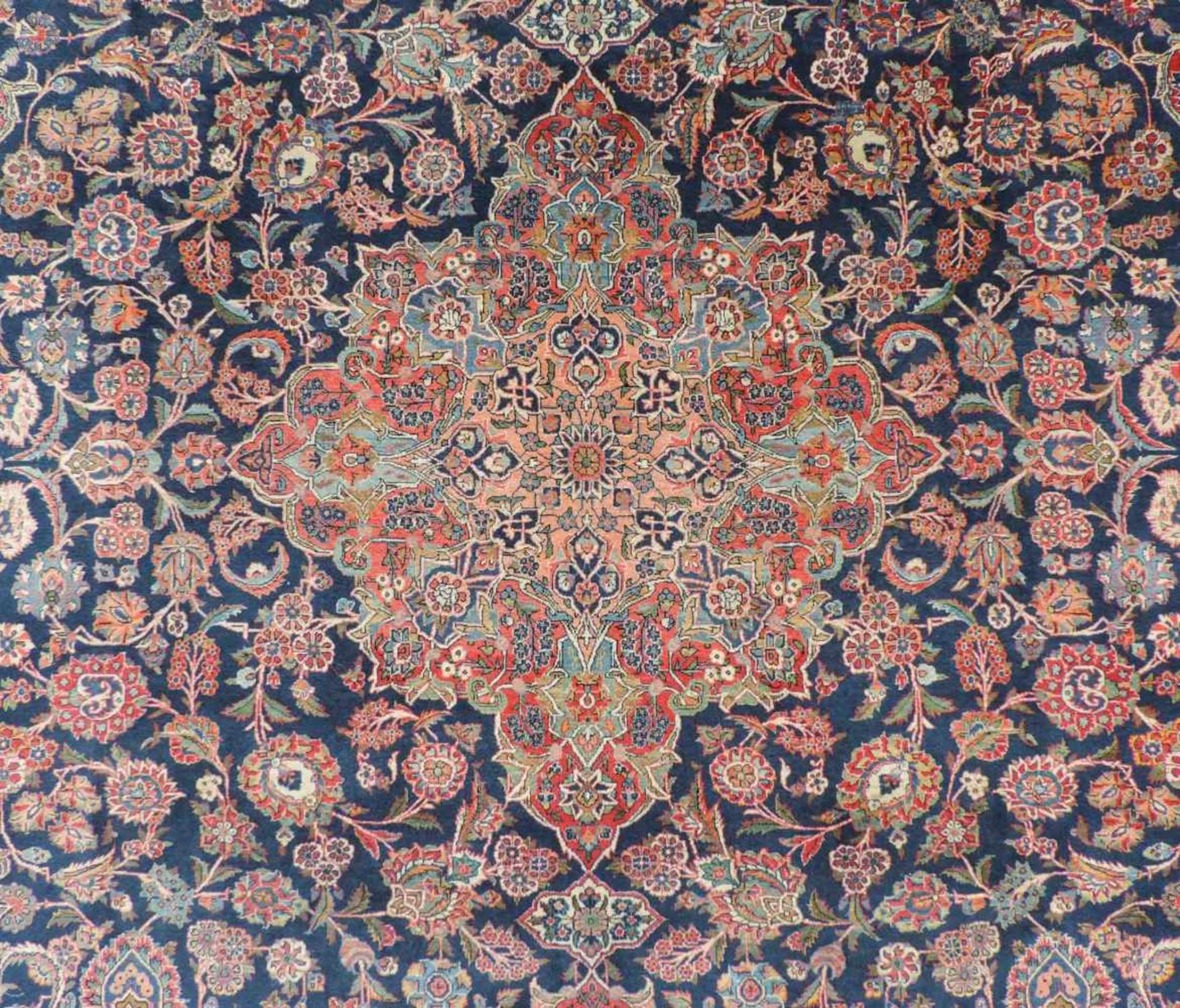Keschan Perserteppich. Iran. Alt, um 1930. 404 cm x 290 cm. Orientteppich. Handgeknüpft. Korkwolle - Bild 6 aus 10