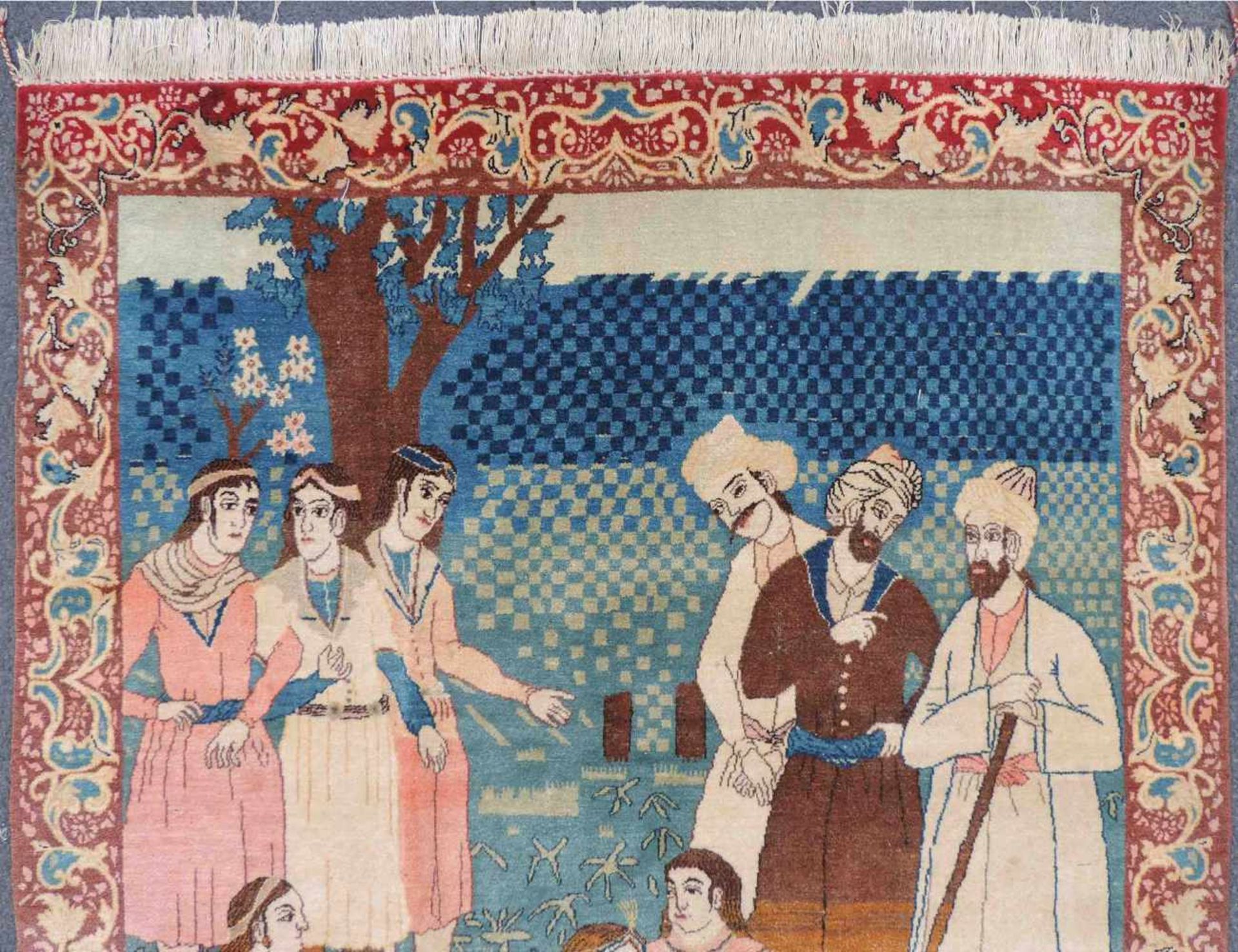 Täbris Bildteppich. Perserteppich. Iran. Alt, 1.Hälfte 20. Jahrhundert. 210 cm x 133 cm. - Image 4 of 8