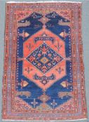 Senne Perserteppich. Iran. Alt. Datiert 1332 (1914). 205 cm x 126 cm. Handgeknüpft. Wolle auf