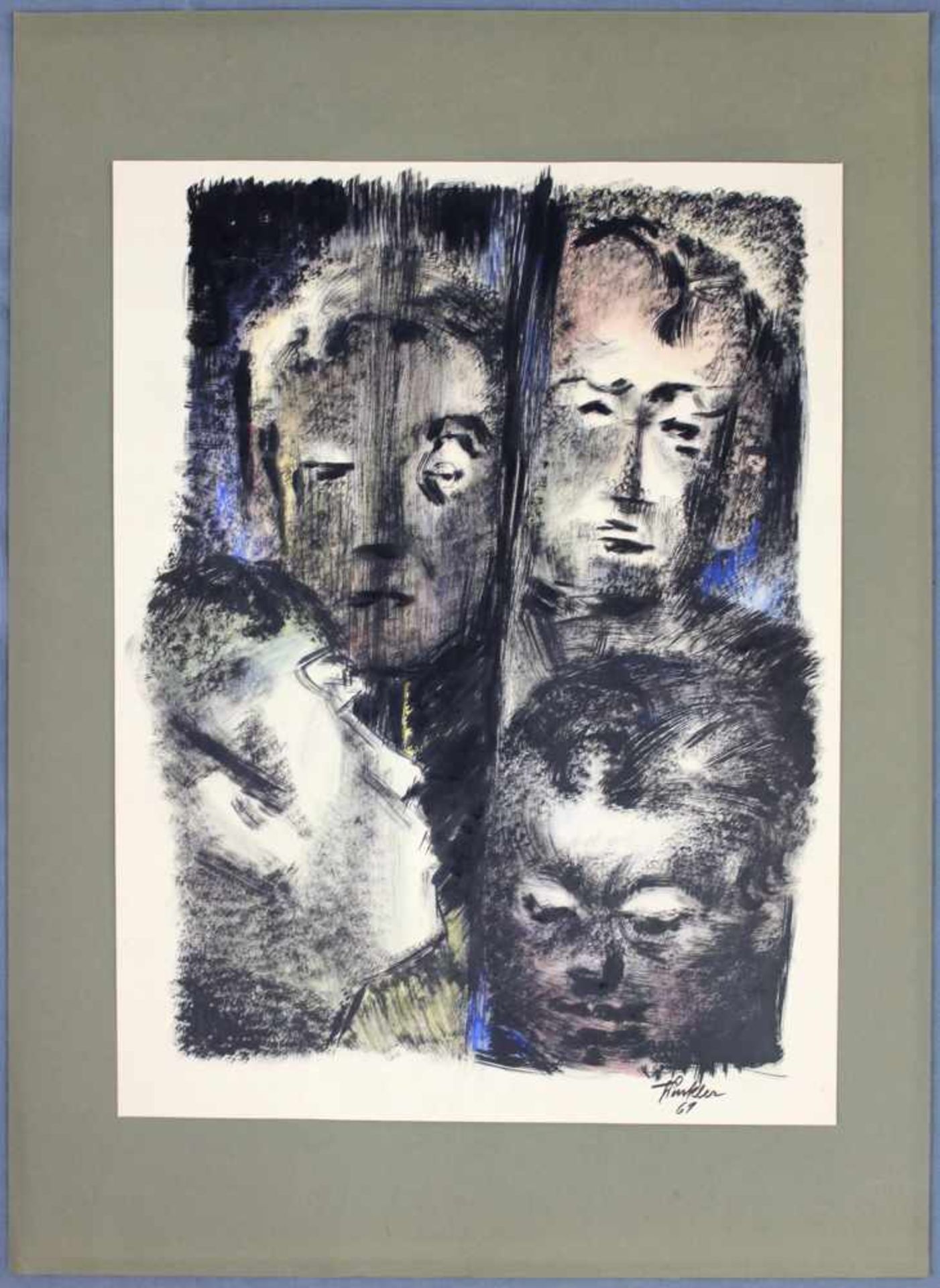 Paul G. WINKLER (1887 -?). "4 Köpfe" 1969. 53 cm x 40 cm das Blatt. Rechts unten signiert und - Image 2 of 7