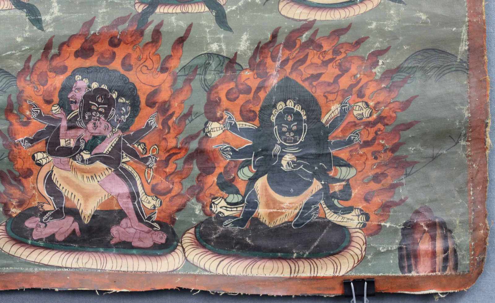 Der rote Buddha Amitabha ? mit seiner Partnerin Pandara.Thangka, China / Tibet alt.68,5 cm x 50 - Image 3 of 9