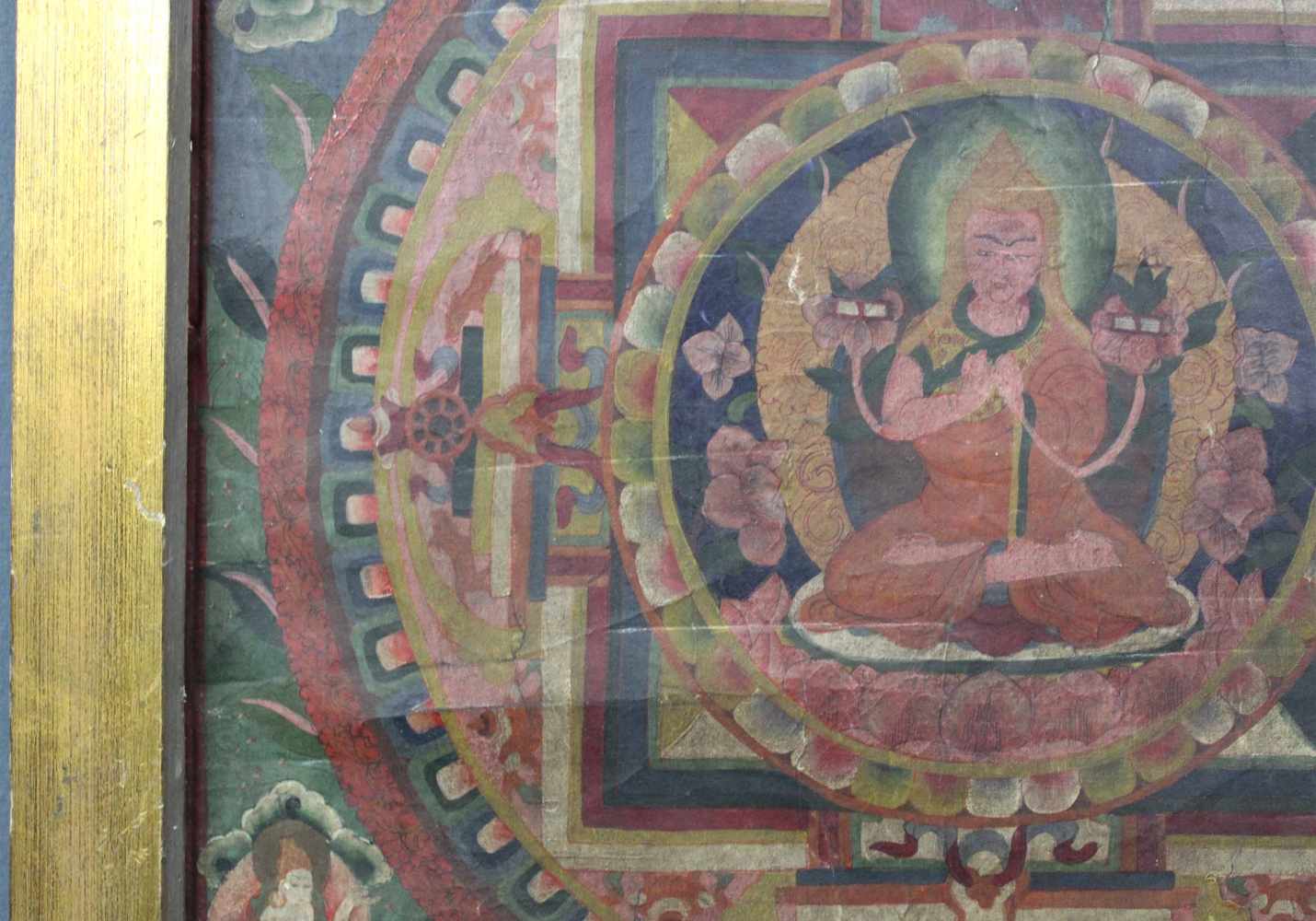 Buddha Mandala, China / Tibet alt. Der Äther in naturalistischem grün und grau.77 cm x 56 cm. - Image 8 of 12