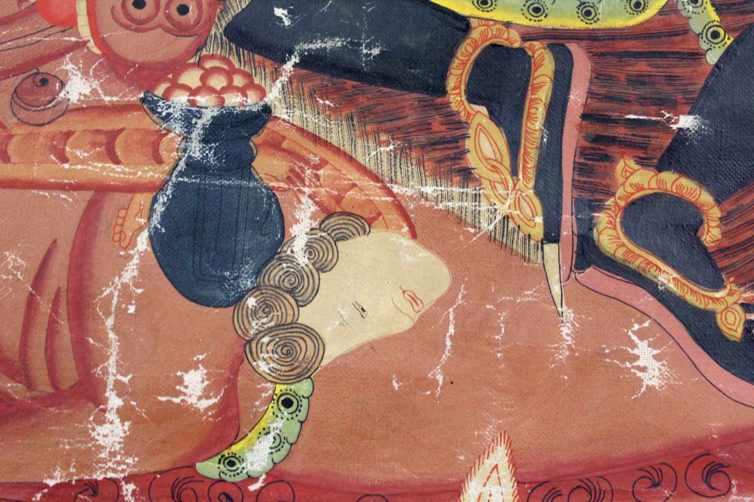 Darstellung Palden Lhamo ? Thangka, China / Tibet alt.67 cm x 45,5 cm. Gemälde.Depicting Palden - Image 7 of 8