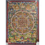 Kalachakra Mandala, China / Tibet alt.95,5 cm x 79 cm. Gemälde.Kalachakra Mandala, China / Tibet