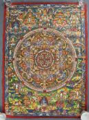 Kalachakra Mandala, China / Tibet alt.95,5 cm x 79 cm. Gemälde.Kalachakra Mandala, China / Tibet