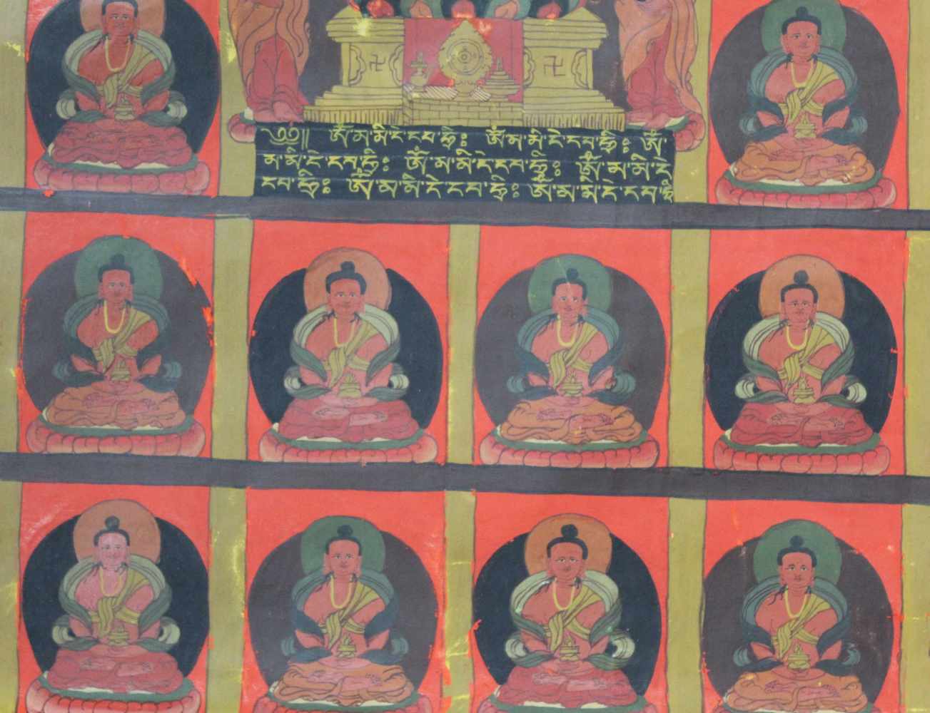 Wohl Gautama Buddha Thangka, China / Tibet alt.61 cm x 45,5 cm. Gemälde. 38 Zustände?Probably - Image 4 of 7