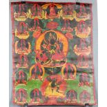 Thangka, China / Tibet alt. Wohl Shyama - Tara.57 cm x 44,5 cm. Gemälde. Dargestellt die