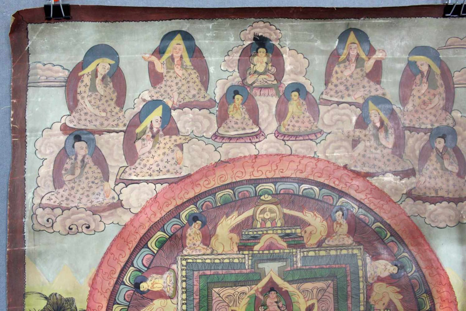 Mandala, China / Tibet alt.56 cm x 44 cm. Gemälde. Die Abschlusskrone des Lhasa Palastes deutlich zu - Image 4 of 6