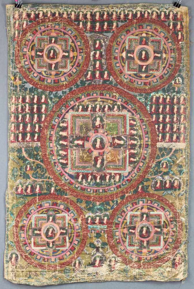 5 fach Mandala, China / Tibet alt. 111 Buddhas ! ?85 cm x 54 cm. Gemälde.5 x Manala, China / Tibet