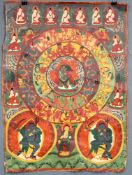 Yama / Ma - ning nag- po? Mandala / Thangka, China / Tibet alt.65 cm x 47,5 cm. Gemälde. Mittlere