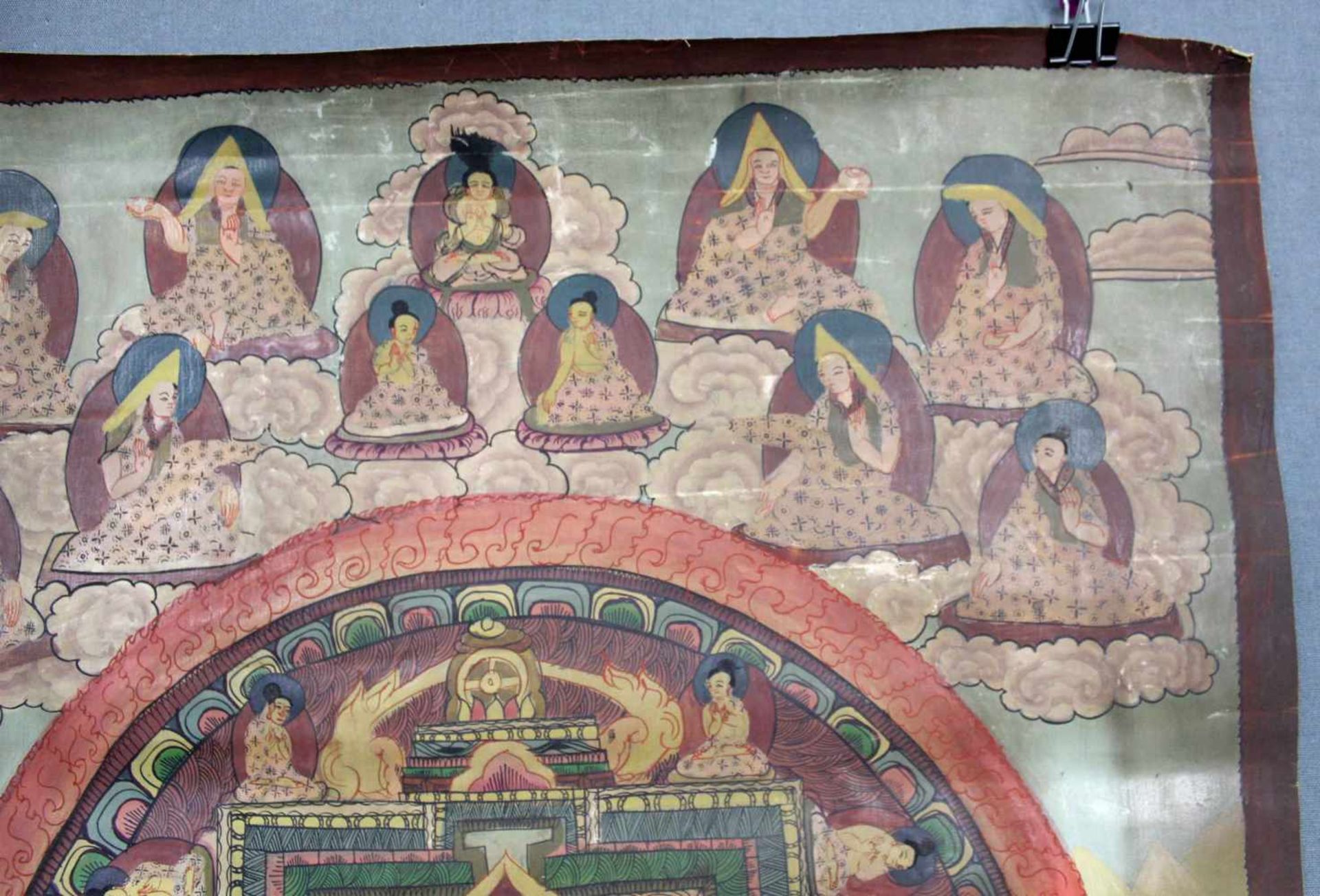 Mandala, China / Tibet alt.56 cm x 44 cm. Gemälde. Die Abschlusskrone des Lhasa Palastes deutlich zu - Image 5 of 6