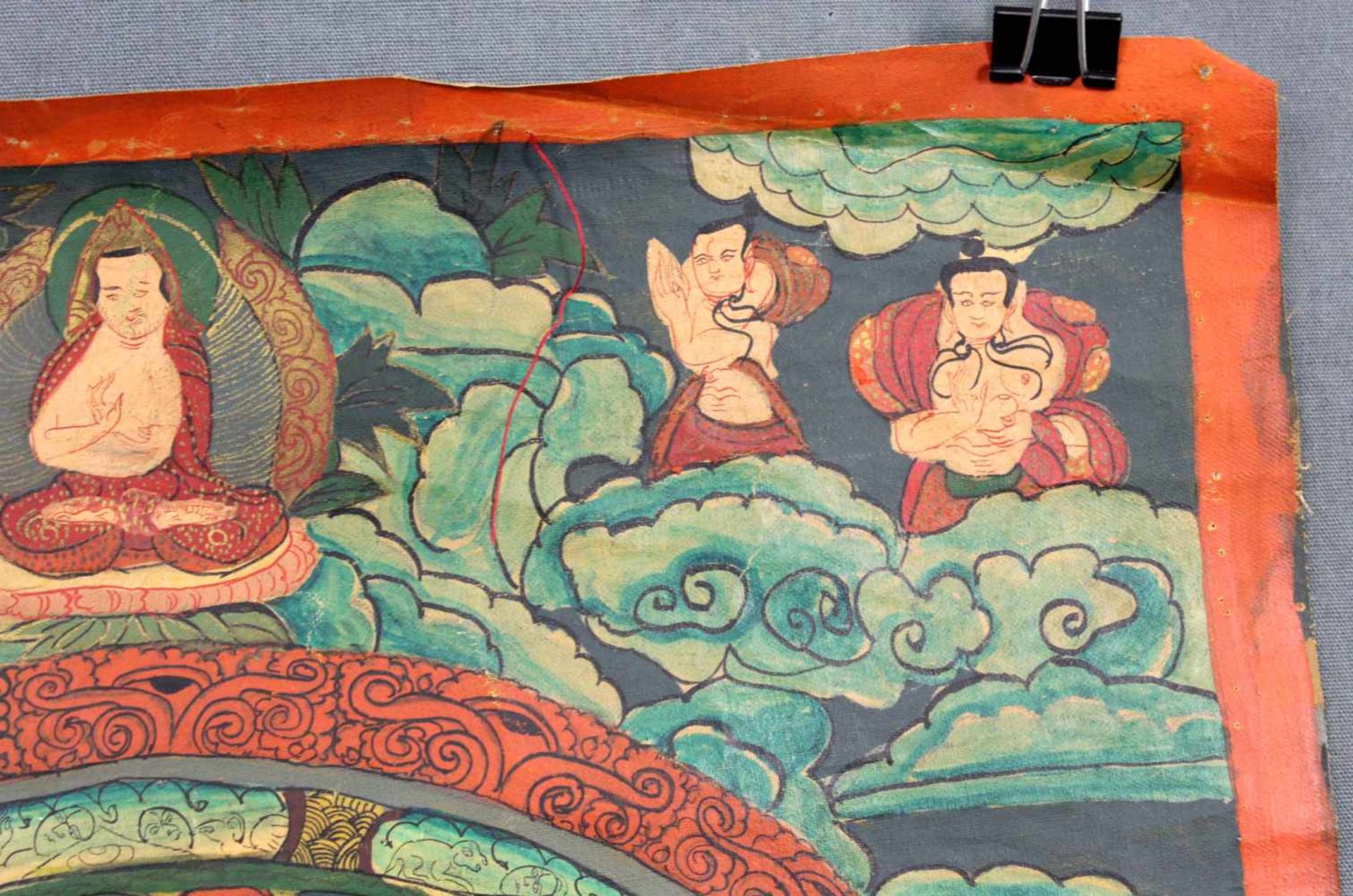 Mandala, China / Tibet alt.44 cm x 35 cm. Gemälde. Mit geschlossenem Dachabschluss. Wohl Lahsa - Bild 6 aus 8