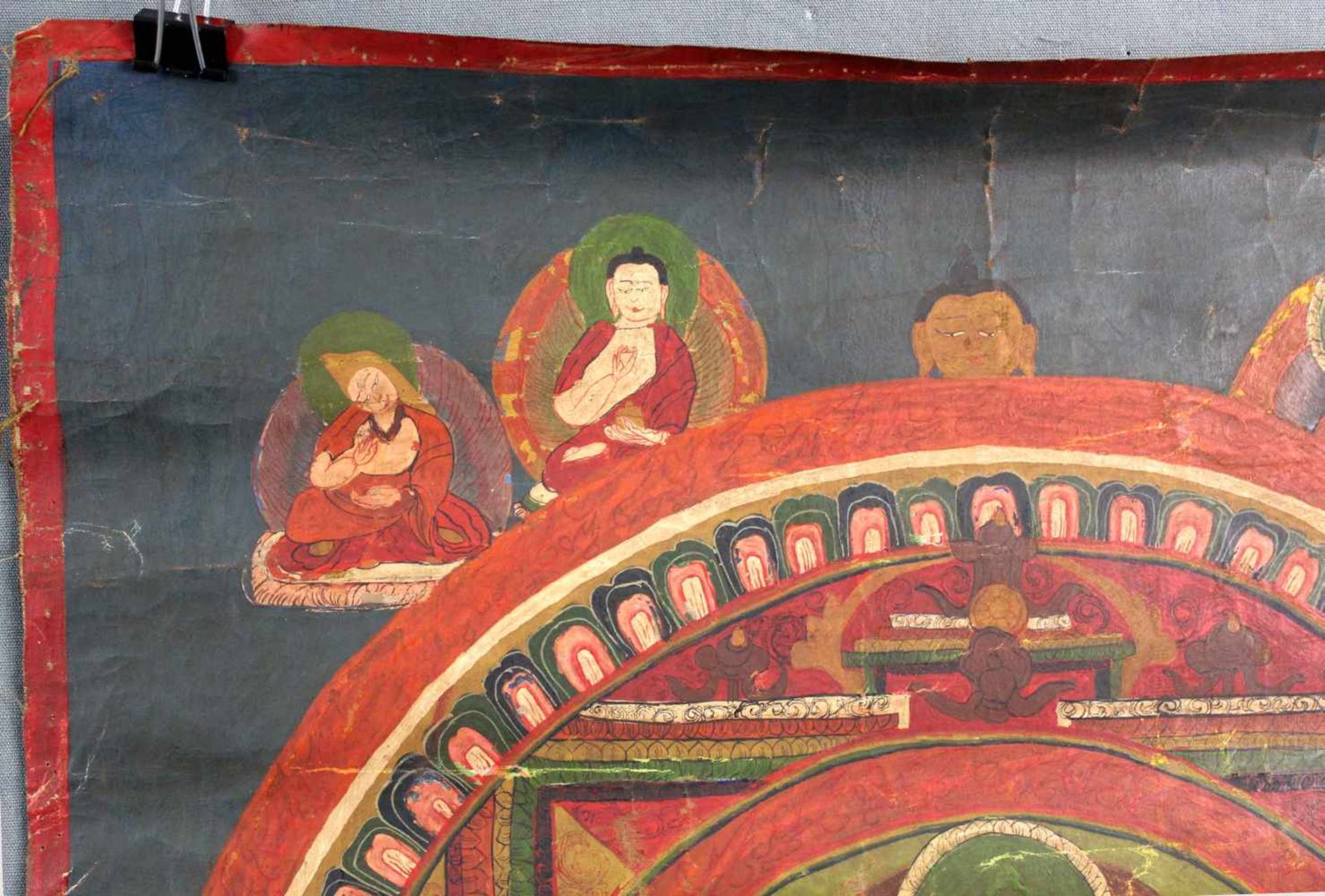 Buddha Mandala / Thangka, China / Tibet alt.53 cm x 40 cm. Gemälde. Mandala in reduzierter - Bild 6 aus 8