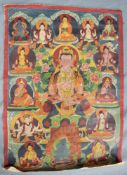 Amitabha Buddha, Thangka, China / Tibet alt.47,5 cm x 47,5 cm. Gemälde. In der Dhyana Mudra.Amitabha