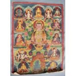 Amitabha Buddha, Thangka, China / Tibet alt.47,5 cm x 47,5 cm. Gemälde. In der Dhyana Mudra.Amitabha