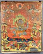 Mahakala / Chos-skyong ? Thangka, China / Tibet alt.60 cm x 49 cm. Gemälde. Mahakala vor