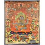 Mahakala / Chos-skyong ? Thangka, China / Tibet alt.60 cm x 49 cm. Gemälde. Mahakala vor