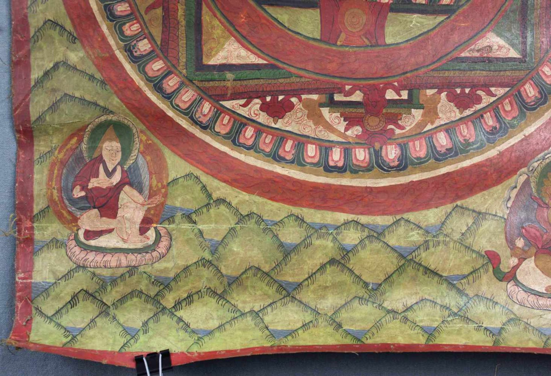 Buddha Mandala / Thangka, China / Tibet alt.53 cm x 40 cm. Gemälde. Mandala in reduzierter - Bild 2 aus 8