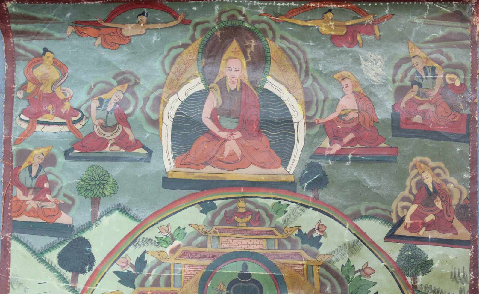 Darstellung des Maitreya Buddha ? Mit grüner Tara Thangka, China / Tibet alt.65,5 x 44,5 cm. - Image 3 of 4