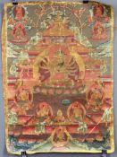 Thangka / Mandala, Darstellung der Guhyasamaja Tantra, alt.62 cm x 45 cm. Gemälde.China / Tibet.