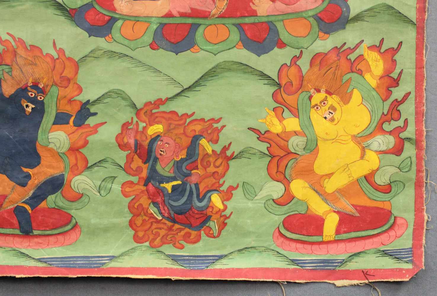 Thangka, China / Tibet alt. Wohl Che- Mchog Heruka.80,5 cm x 50,5 cm. Gemälde.Thangka, China / Tibet - Image 4 of 10