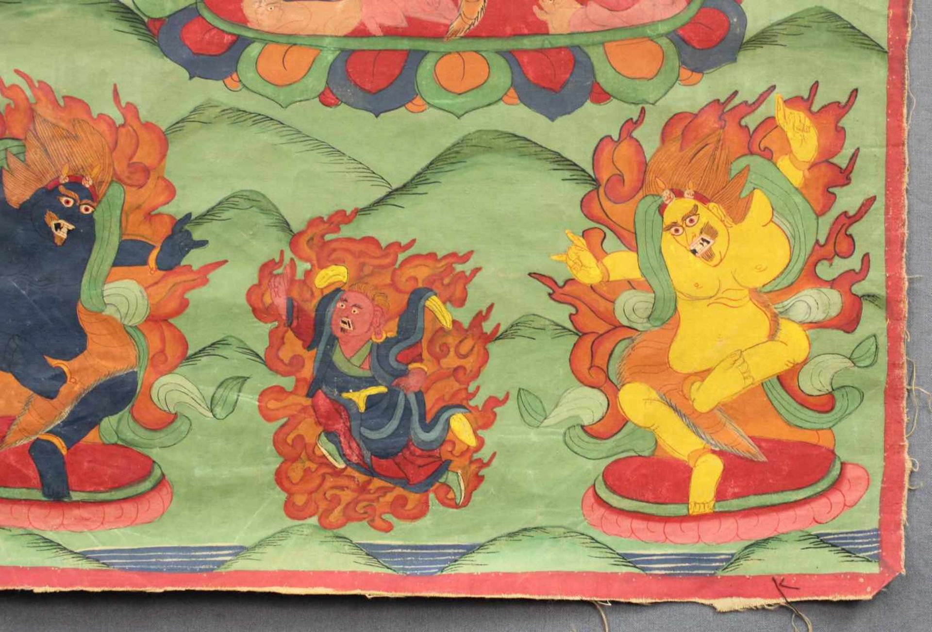 Thangka, China / Tibet alt. Wohl Che- Mchog Heruka.80,5 cm x 50,5 cm. Gemälde.Thangka, China / Tibet - Bild 4 aus 10