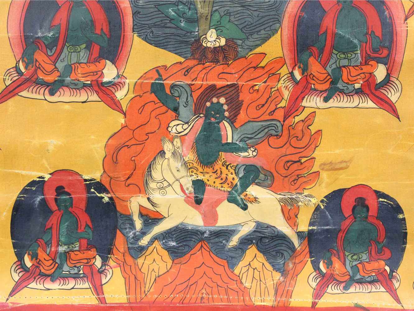 Amoghasiddhi ? Thangka, China / Tibet alt.58 cm x 44 cm. Gemälde.Amoghasiddhi ? Thangka, China / - Image 5 of 7