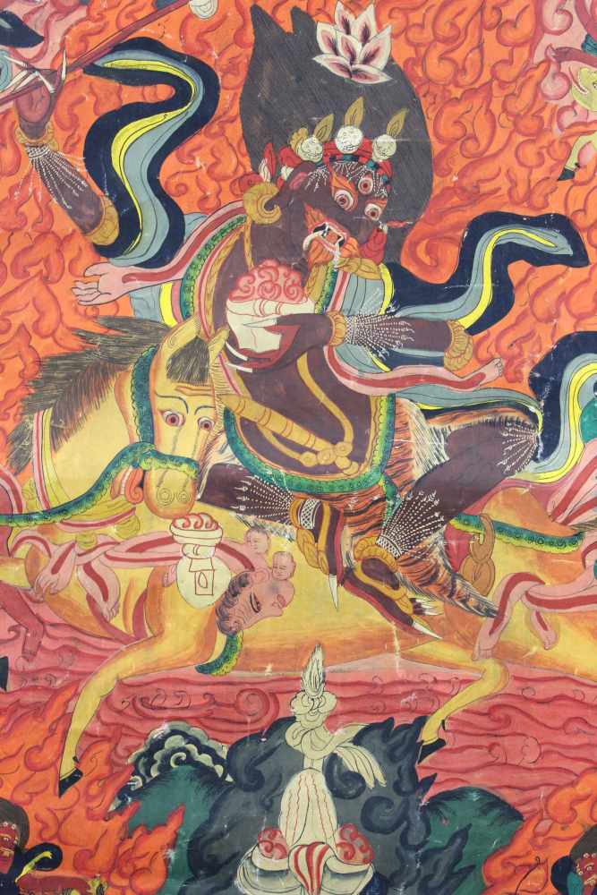 Palden Lhamo Thangka, China / Tibet alt.64 cm x 45,5 cm. Gemälde.Palden Lhamo Thangka, China / Tibet - Image 2 of 9