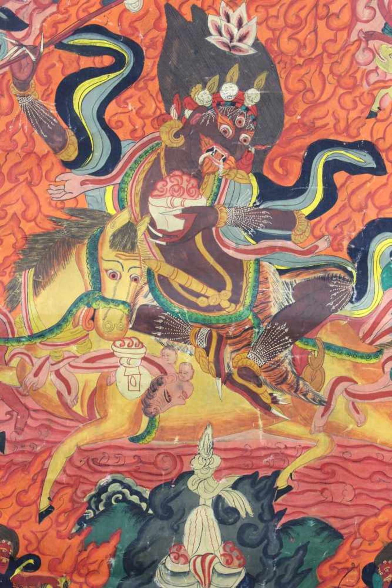 Palden Lhamo Thangka, China / Tibet alt.64 cm x 45,5 cm. Gemälde.Palden Lhamo Thangka, China / Tibet - Bild 2 aus 9