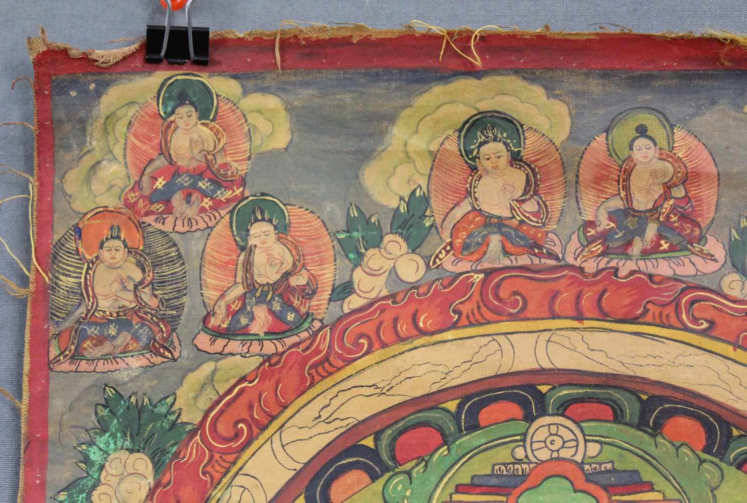 Mandala / Thangka, China / Tibet alt.42,5 cm x 33 cm. Gemälde. Der Lahsa Palast. Deutlich zu - Image 4 of 7