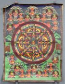 Buddha Mantra Mandala für die Meditation, China / Tibet alt.63 cm x 47 cm. Gemälde. Zusätzlich