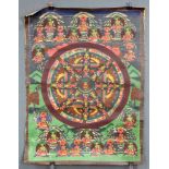 Buddha Mantra Mandala für die Meditation, China / Tibet alt.63 cm x 47 cm. Gemälde. Zusätzlich