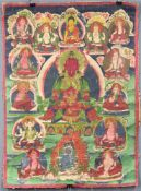 Amithaba? Buddha Thangka, China / Tibet alt.69,5 cm x 50 cm. Gemälde.Amithaba? Buddha Thangka, China