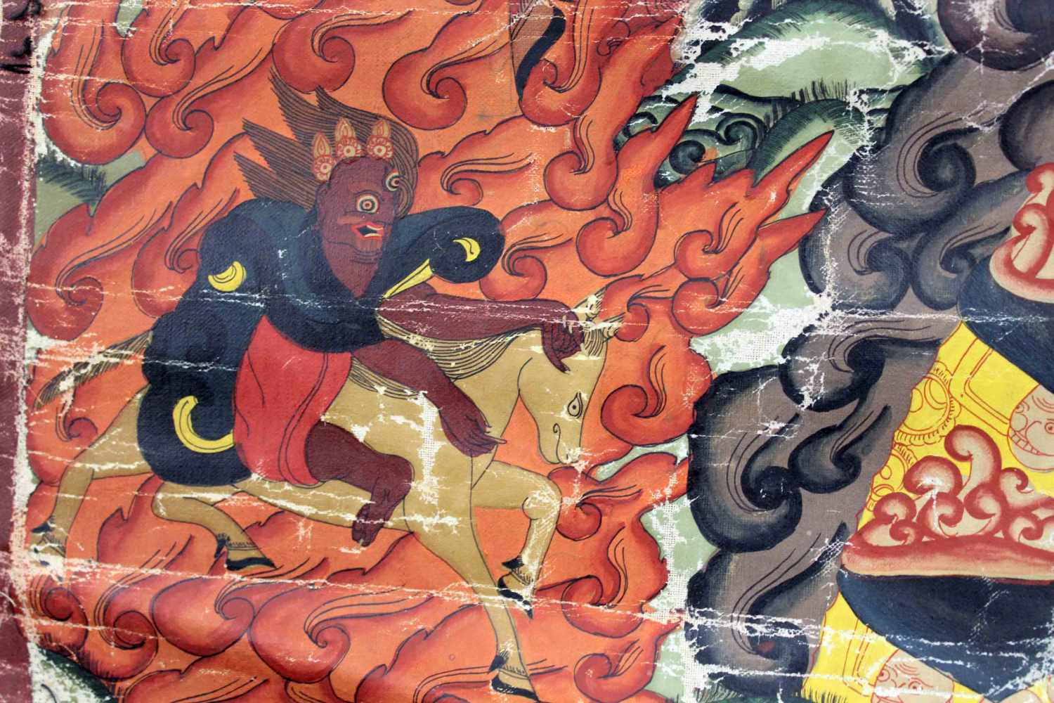 Darstellung Palden Lhamo ? Thangka, China / Tibet alt.67 cm x 45,5 cm. Gemälde.Depicting Palden - Image 5 of 8