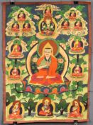 Guru Thangka, China / Tibet alt.61 cm x 44 cm. Gemälde.Guru Thangka, China / Tibet old.61 cm x 44