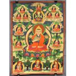 Guru Thangka, China / Tibet alt.61 cm x 44 cm. Gemälde.Guru Thangka, China / Tibet old.61 cm x 44