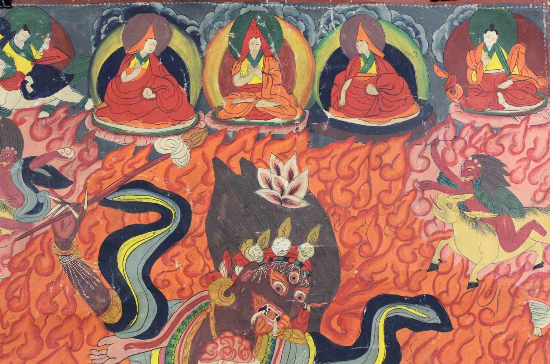 Palden Lhamo Thangka, China / Tibet alt.64 cm x 45,5 cm. Gemälde.Palden Lhamo Thangka, China / Tibet - Bild 6 aus 9