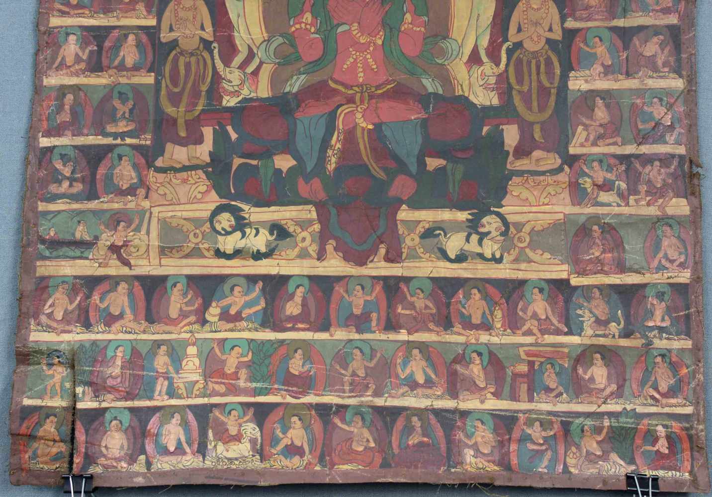 Amitabha ? In der Padmasana, Thangka, China / Tibet alt.55 cm x 42 cm. Gemälde. Im Paradies ( - Image 3 of 10