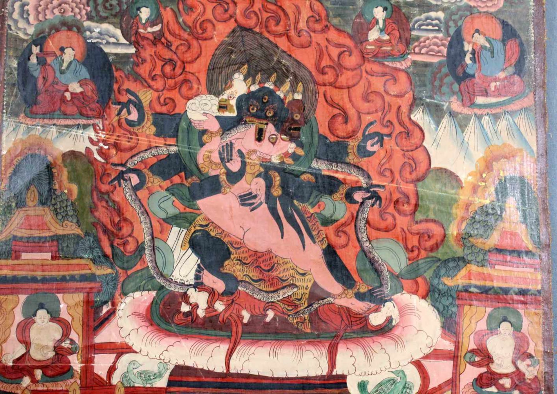 Thangka, China / Tibet alt. Wohl Yama.60 cm x 45 cm. Gemälde.Thangka, China / Tibet old. Probably - Bild 3 aus 6