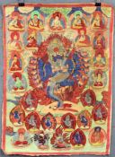 Chakrasamvara / Vajravarahi ? Thangka, China / Tibet alt.58,5 cm x 42 cm. Gemälde.Chakrasamvara /