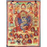 Chakrasamvara / Vajravarahi ? Thangka, China / Tibet alt.58,5 cm x 42 cm. Gemälde.Chakrasamvara /