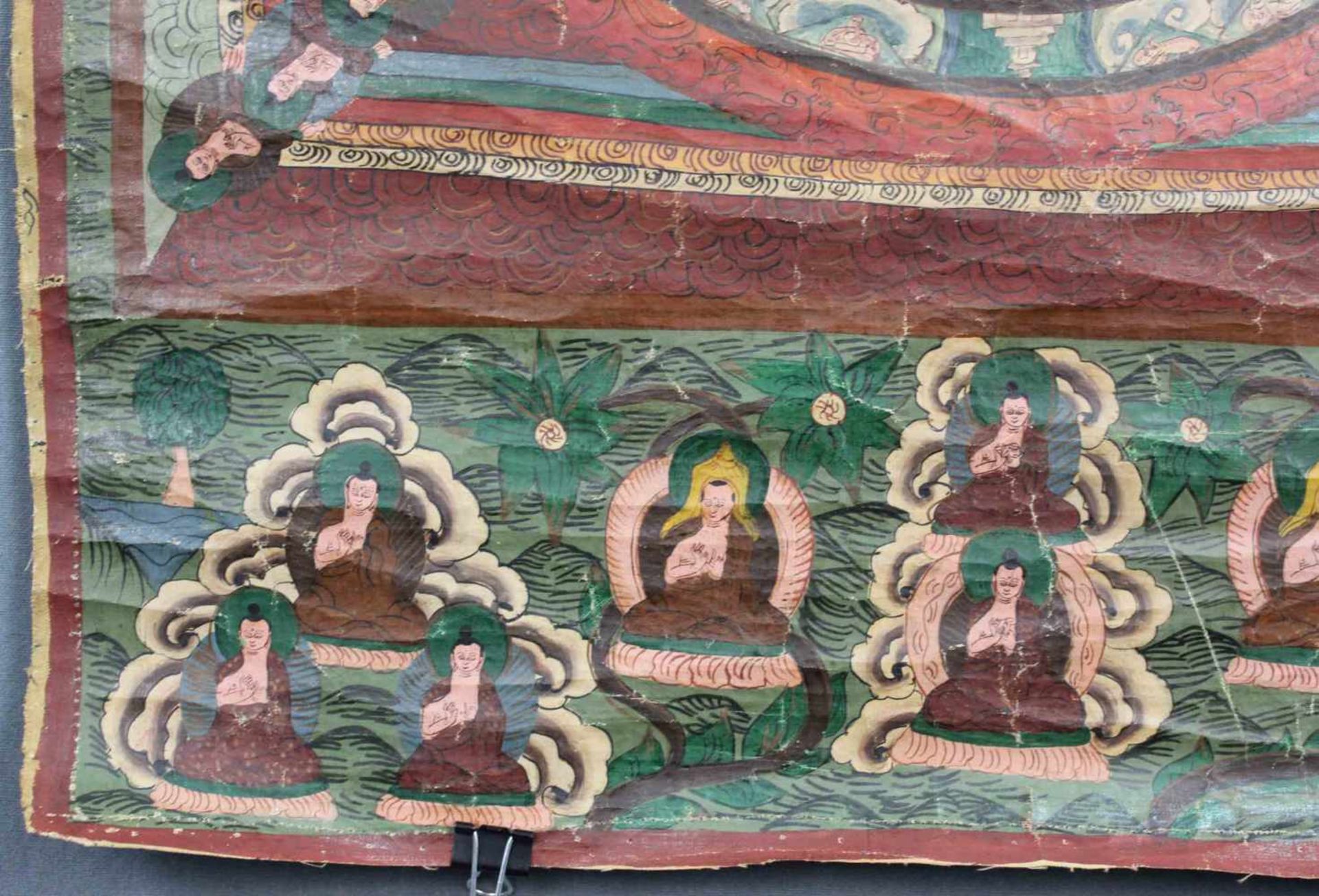 Meditations Mandala, China / Tibet alt. Buddha mit Gurus.71 cm x 48,5 cm. Gemälde. Zusätzlich zu den - Image 2 of 8