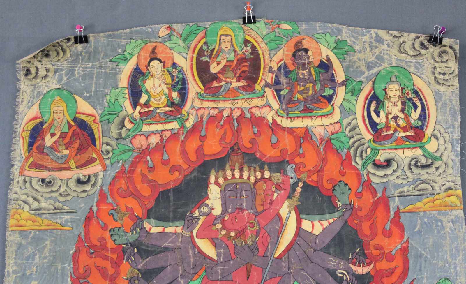 Thangka, China / Tibet alt. Wohl Yama / Kalacakra ?84 cm x 65 cm. Gemälde.Thangka, China / Tibet - Image 3 of 7